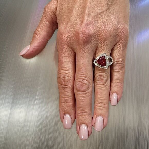 Natural Tourmaline Diamond Ring 7 14k W Gold 4.38 TCW Certified $4,950 310649 - Picture 5 of 15